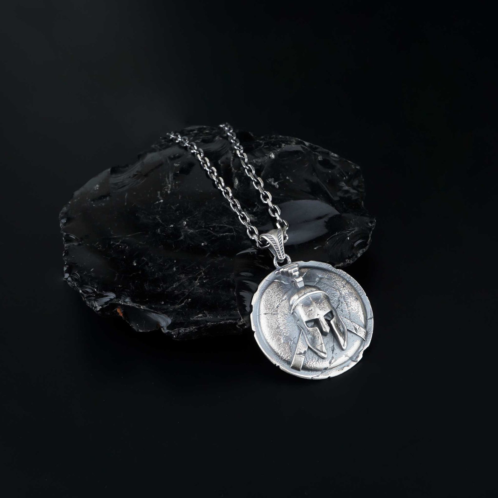 Spartan Warrior Round Sterling Silver Necklace - Image 3