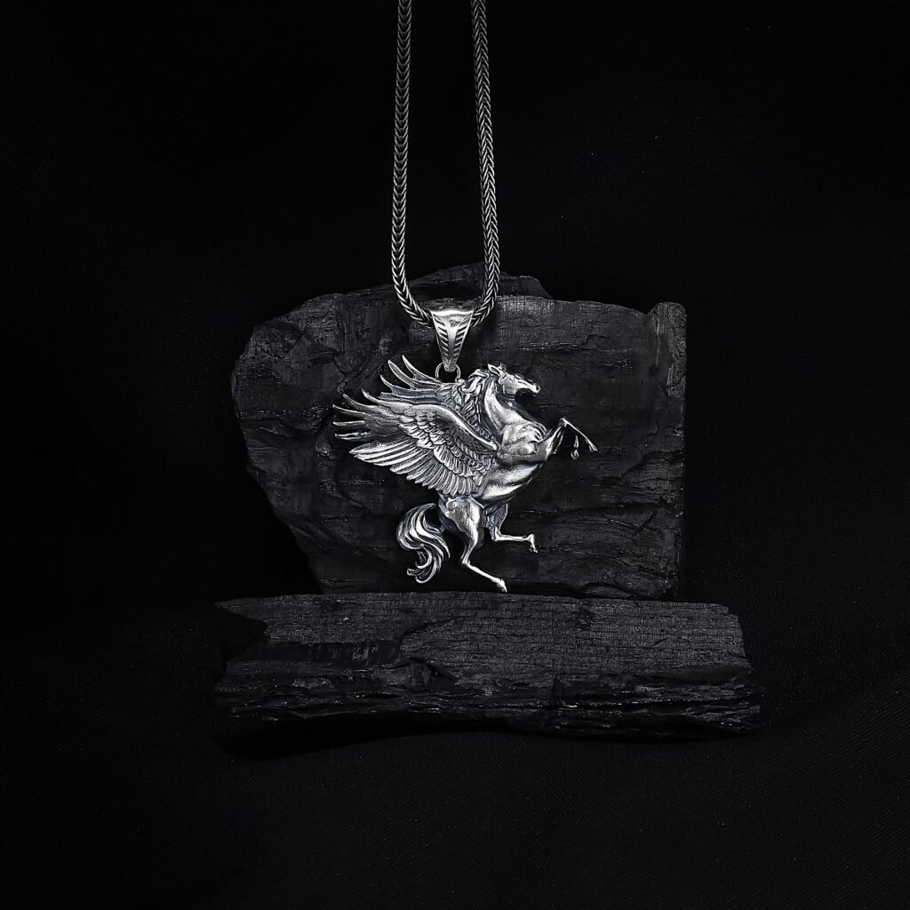 pegasus winged horse sterling silver necklace main image