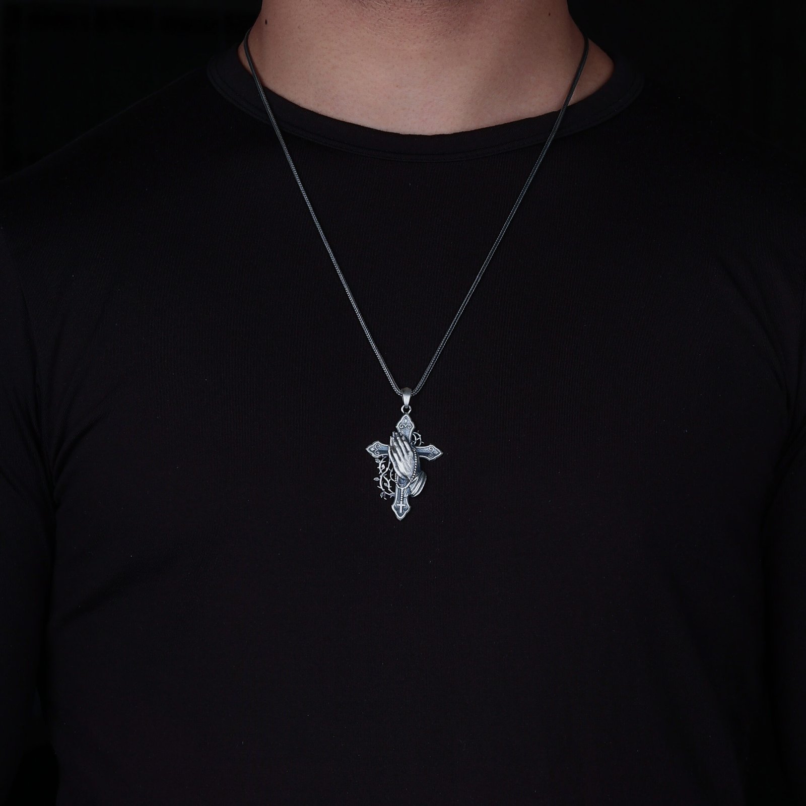 Praying Hands Cross Necklace - Image 4