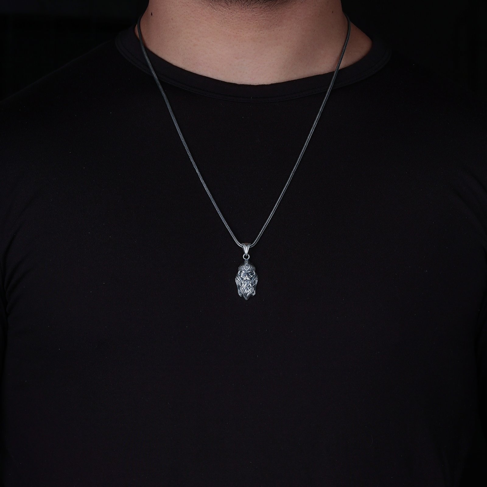 Viking Odin Head Sterling Silver Necklace - Image 3