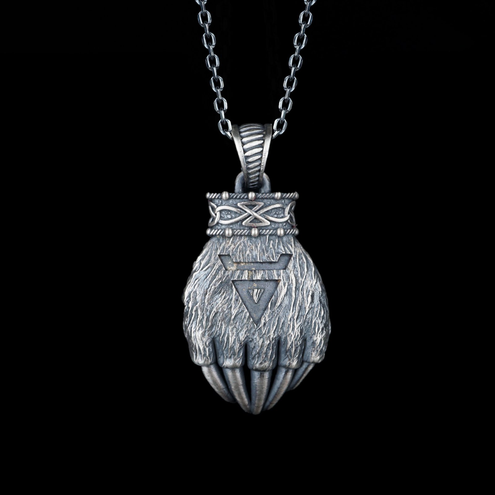 Viking Bear Claw Knotwork Sterling Silver Necklace - Image 3