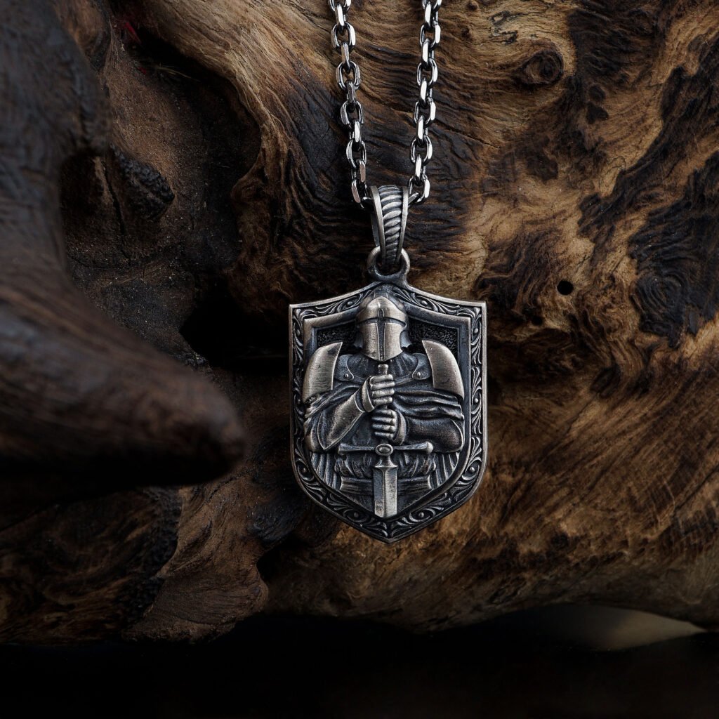Knight Shield Silver Necklace