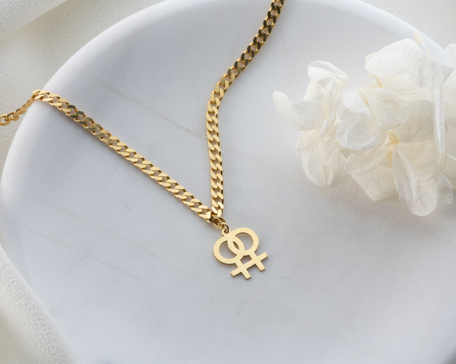 Gold-Plated Double Female Symbol Anklet - Image 2