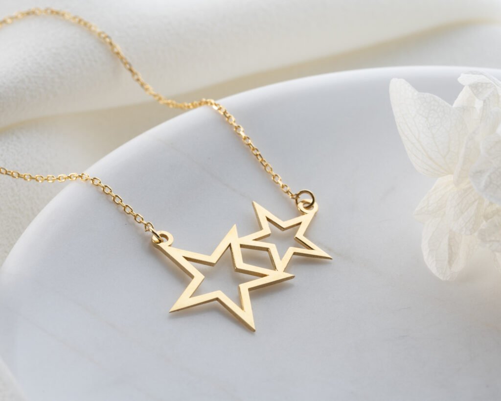 gold double star pendant