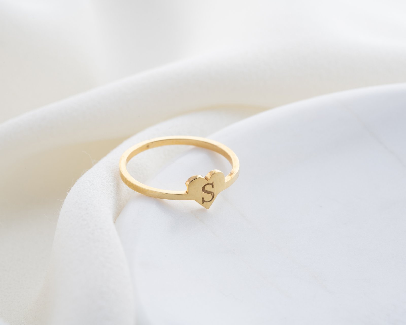 Gold-Plated Heart Initial Ring | Romantic Personalized - Image 2