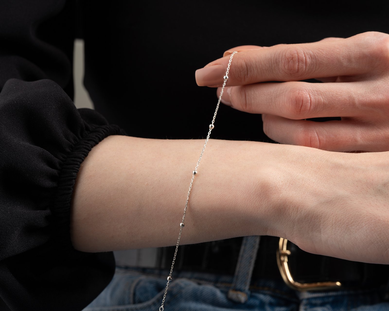Minimal Silver Bead Bracelet - Image 4