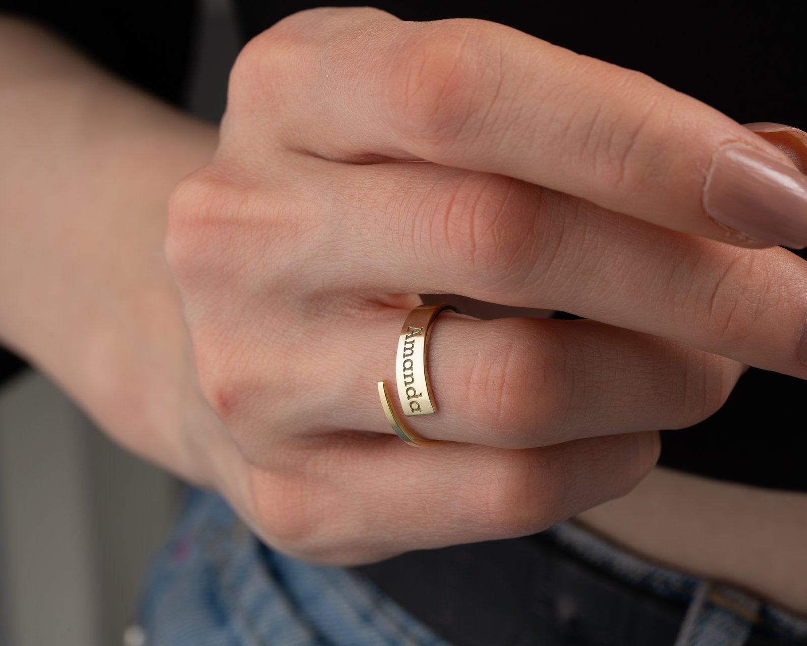 Gold-Plated Spiral Name Ring “Amanda” - Image 2