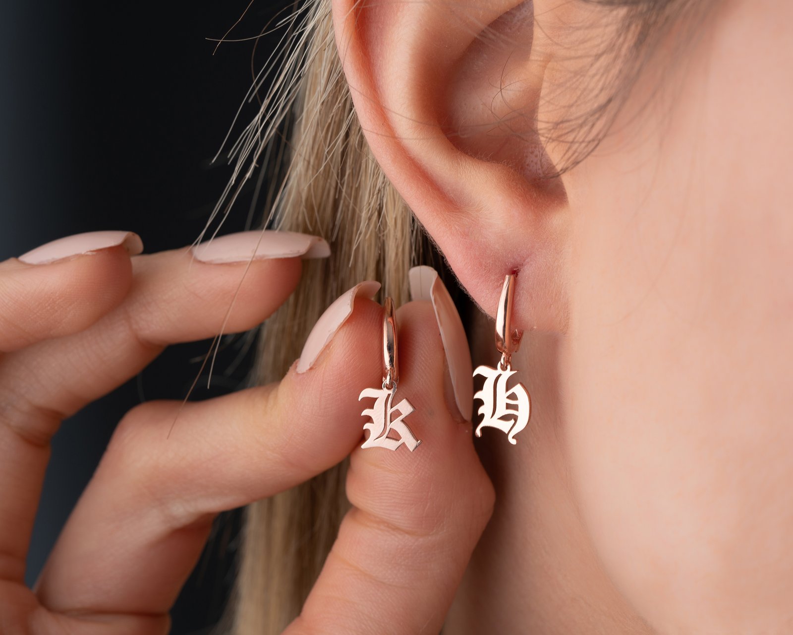 Plated Monogram Drop Earrings - Image 2
