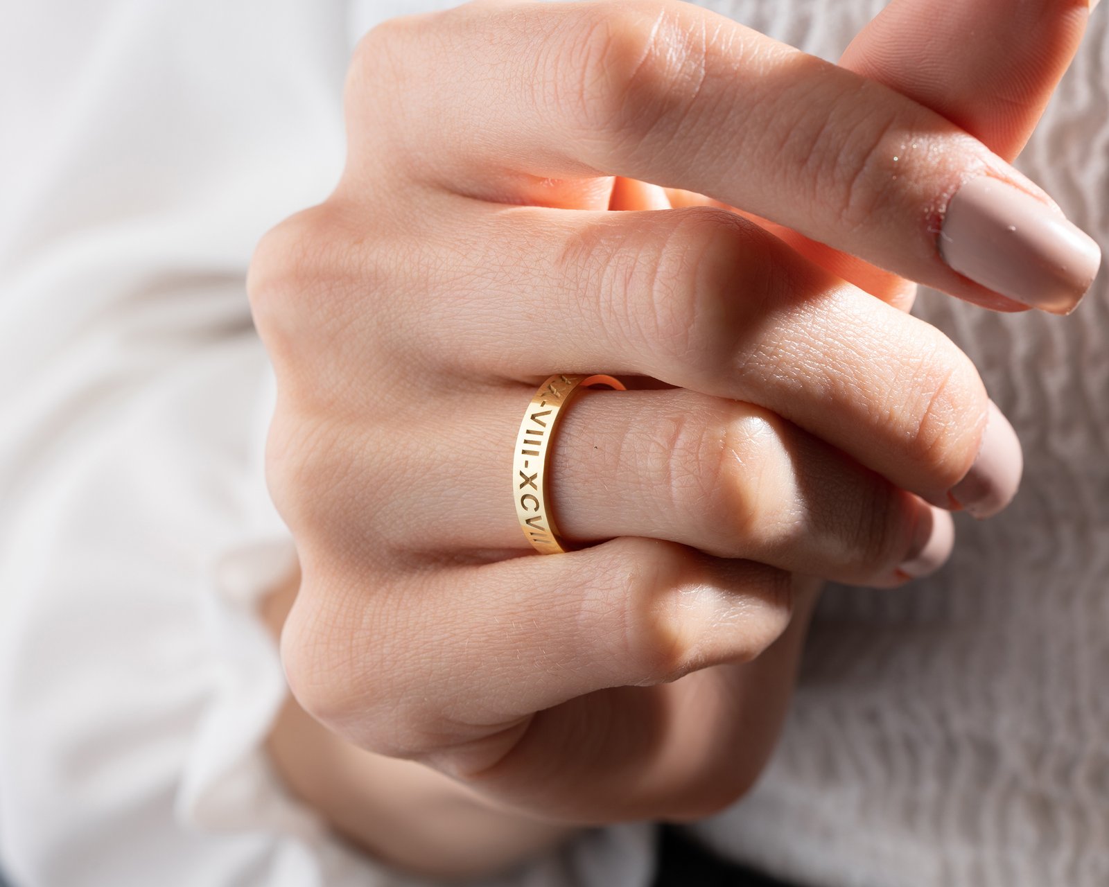 Gold-Plated Roman Numeral Band Ring | Elegant Timeless Women's Jewelry - Image 6