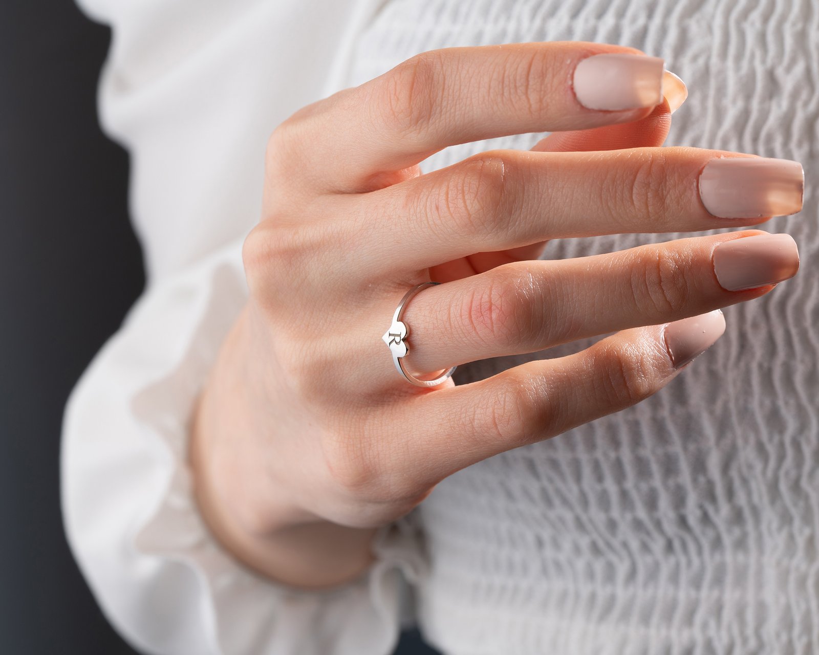 Gold-Plated Heart Initial Ring | Romantic Personalized - Image 4