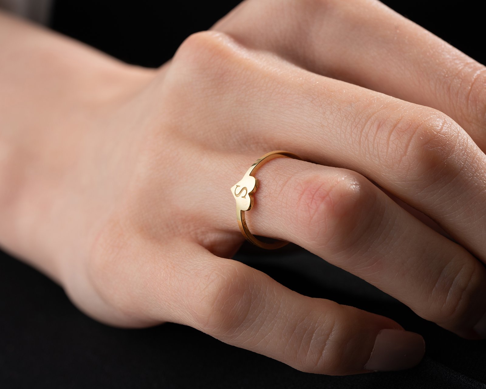 Gold-Plated Heart Initial Ring | Romantic Personalized - Image 5
