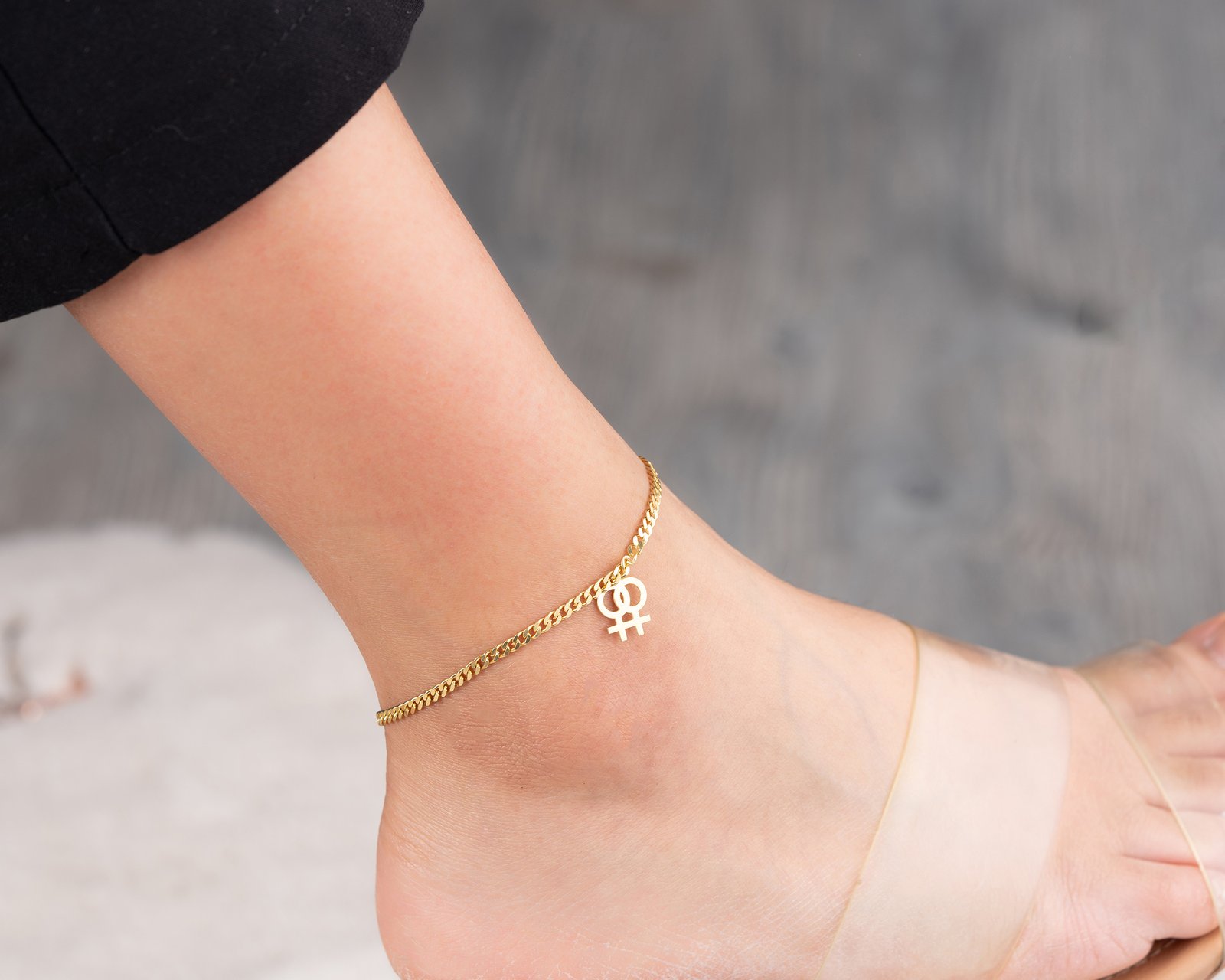 Gold-Plated Double Female Symbol Anklet - Image 7