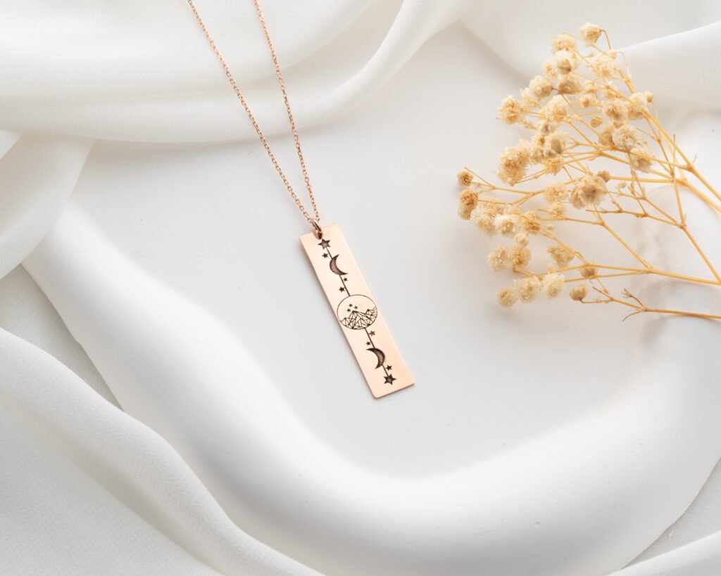 Rectangular moon mountain pendant