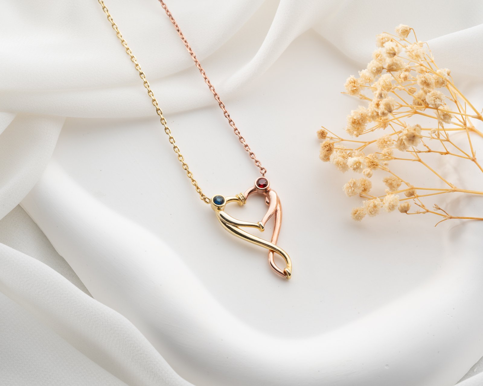 Yin Yang Heart Couple Pendant Necklace