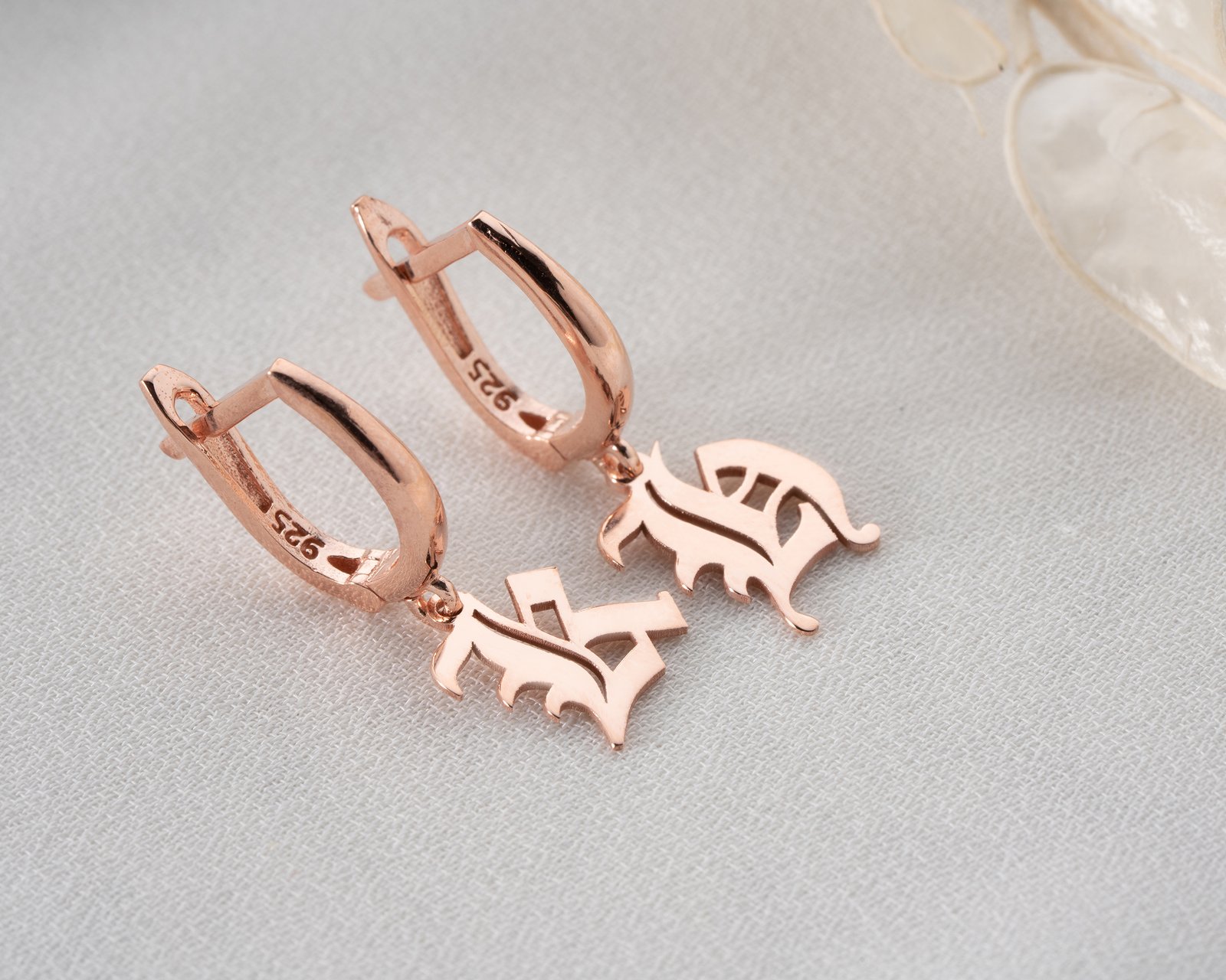 Plated Monogram Drop Earrings - Image 6