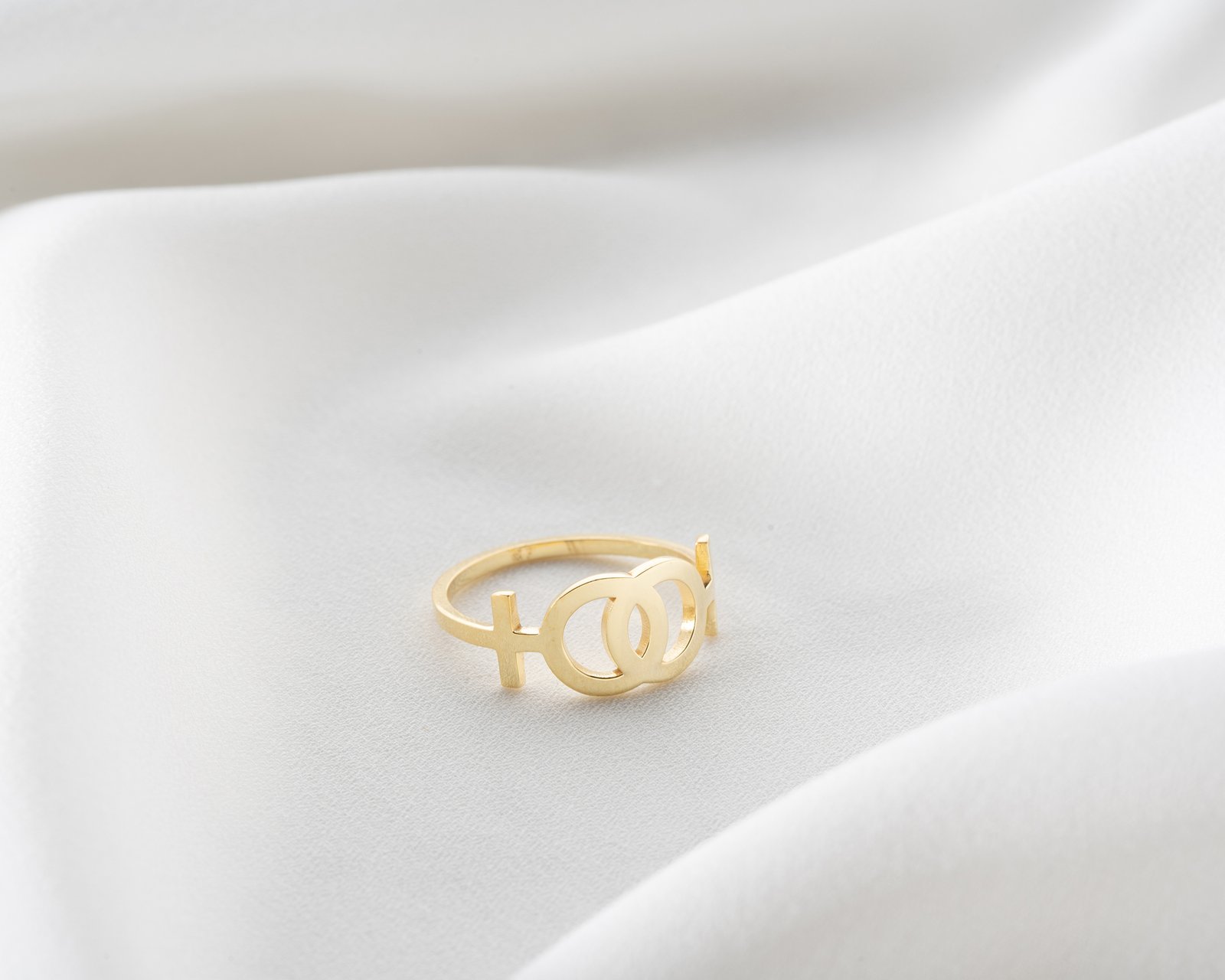 Gold-Plated Interlocking Gender Symbols Ring - Image 8
