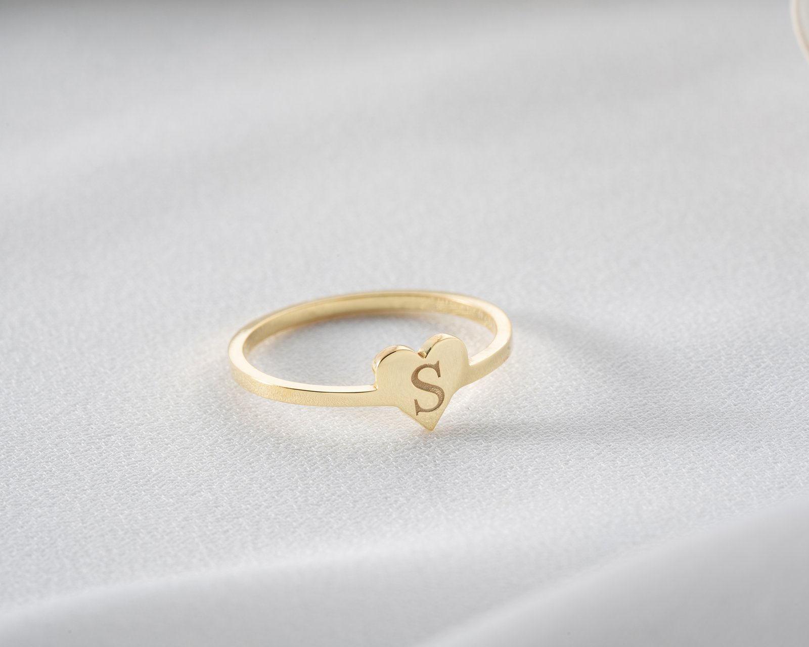 Gold-Plated Heart Initial Ring | Romantic Personalized - Image 7