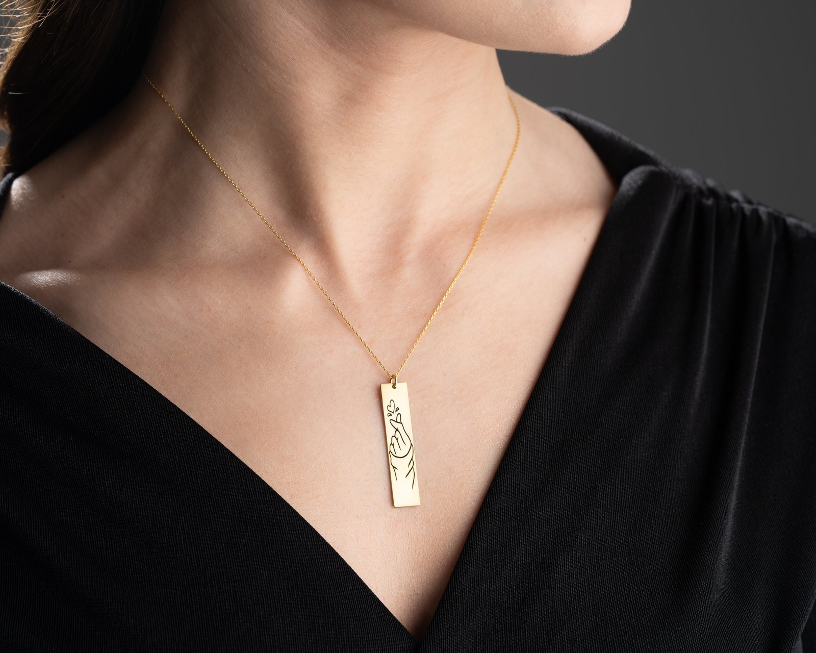 Korean Finger Heart Pendant Necklace - Image 3