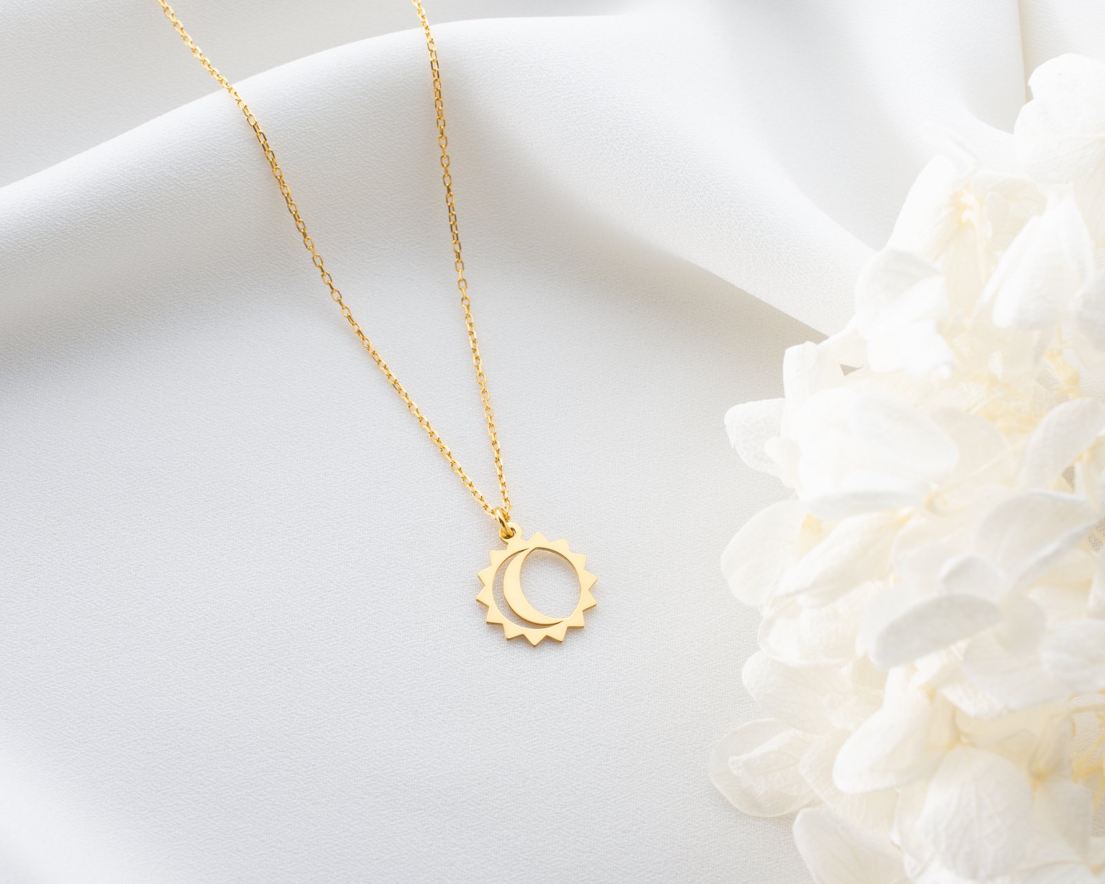 Moon & Sun Outline Pendant Necklace - Image 2