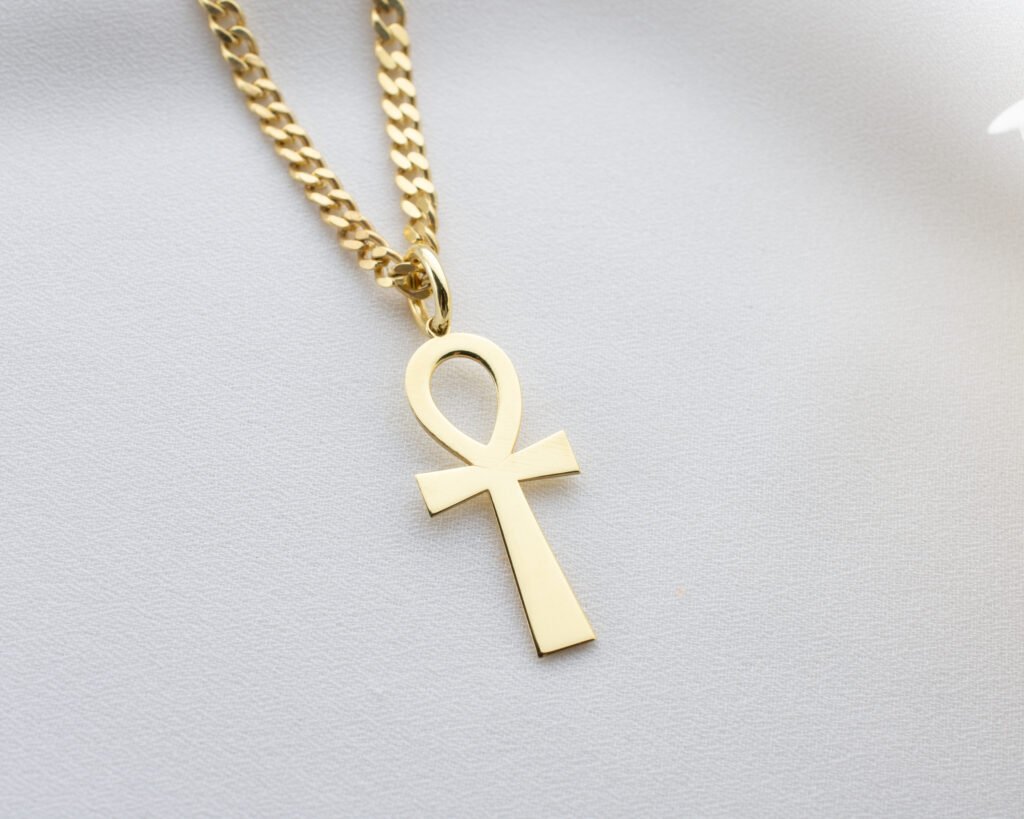 Ankh gold pendant necklace – symbolic jewelry for women