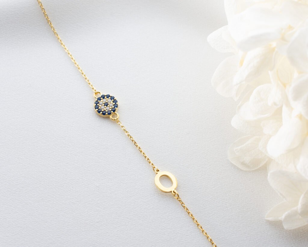 blue stone circle bracelet