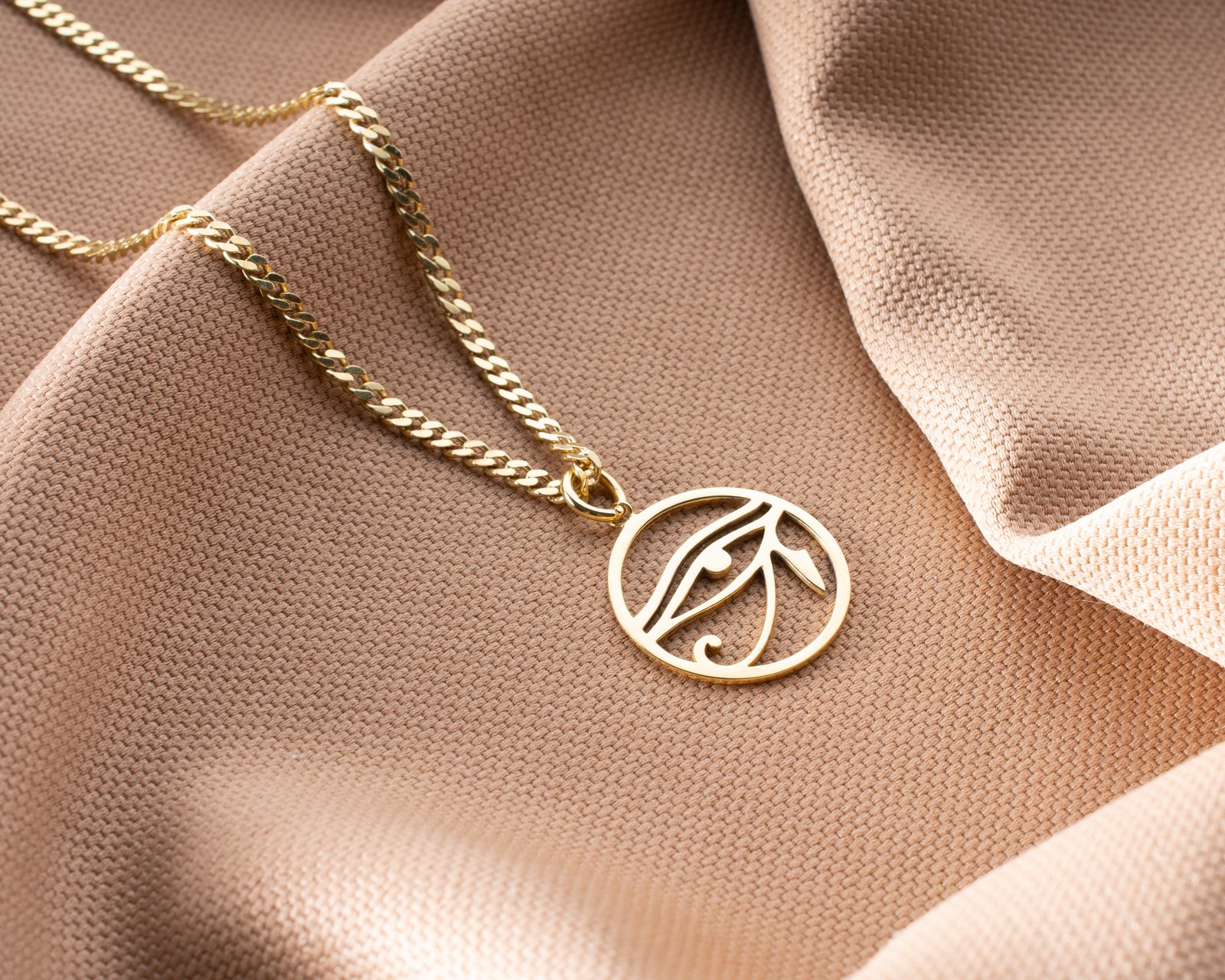 Gold Eye of Horus Pendant Necklace Ancient Protection Symbol Jewelry - Image 5