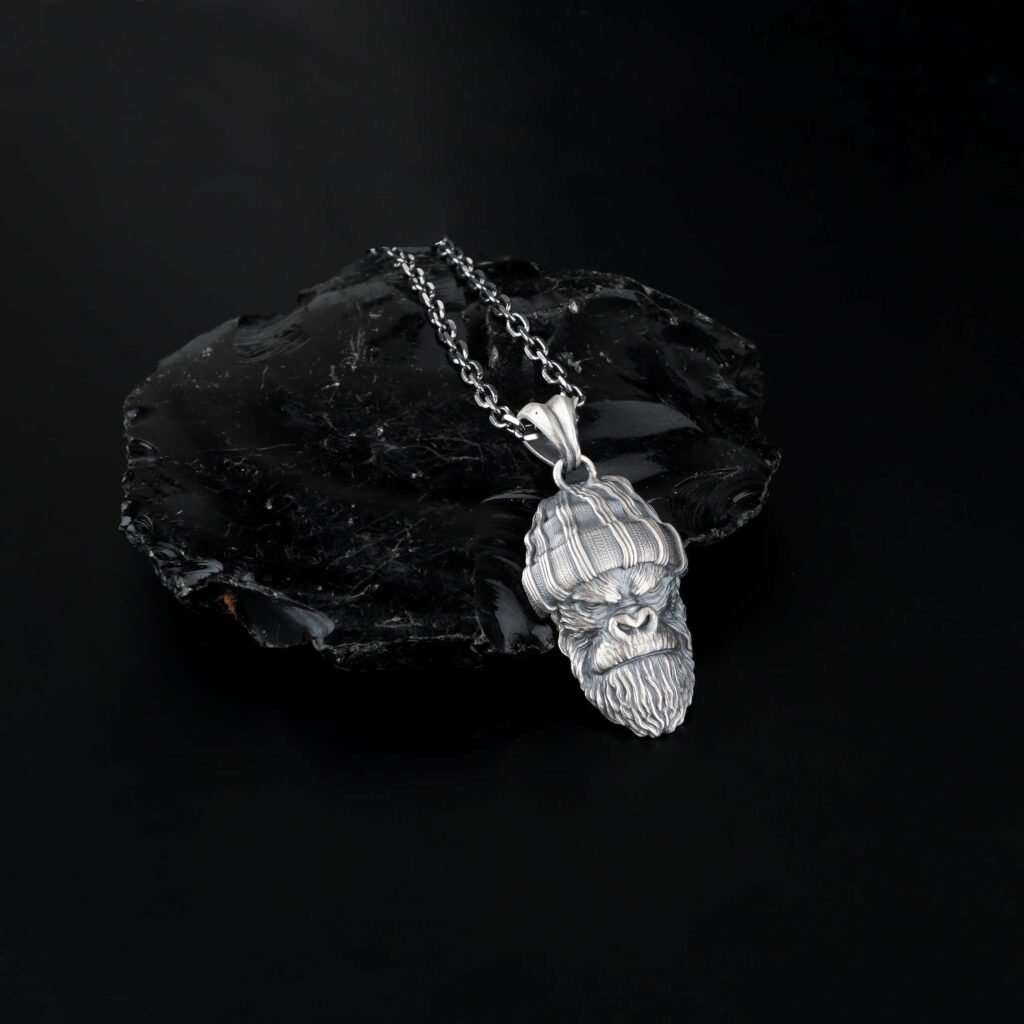 beanie gorilla head sterling silver necklace main image