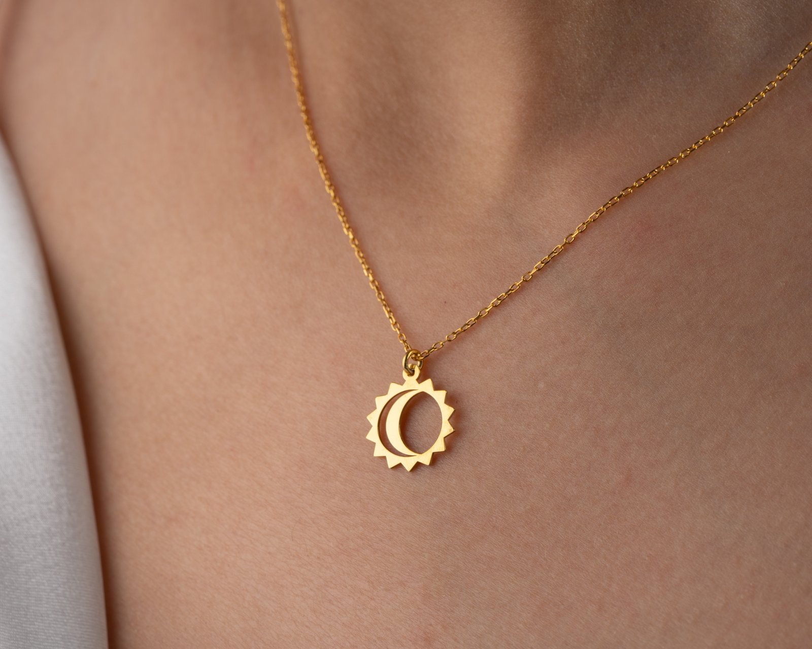Moon & Sun Outline Pendant Necklace - Image 5