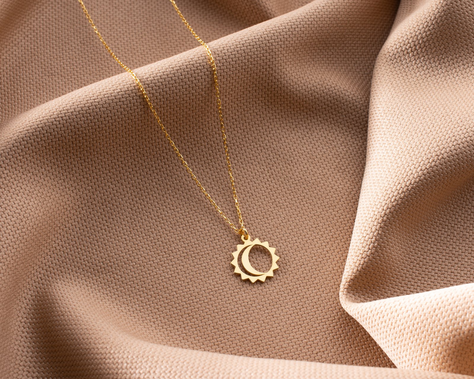Moon & Sun Outline Pendant Necklace - Image 8