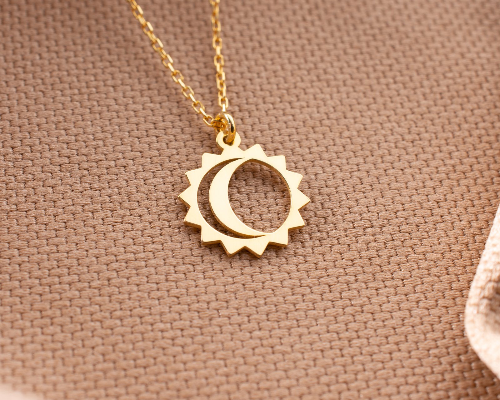 Moon & Sun Outline Pendant Necklace - Image 9