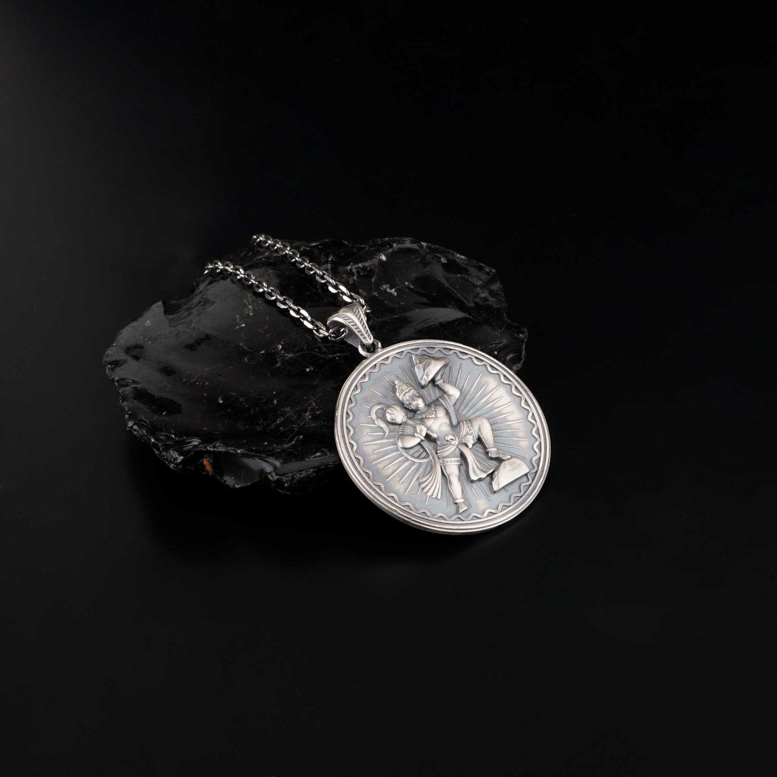 Saint Christopher Round Sterling Silver Medallion Necklace - Image 2