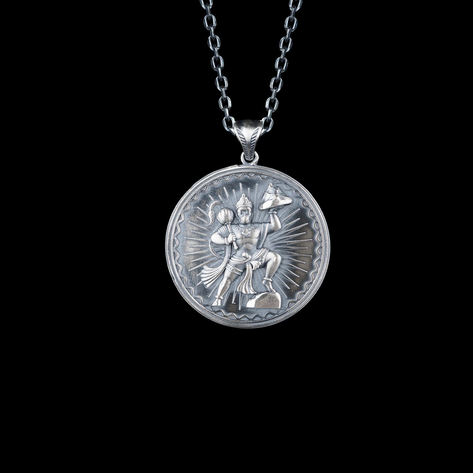 Saint Christopher Round Sterling Silver Medallion Necklace - Image 3