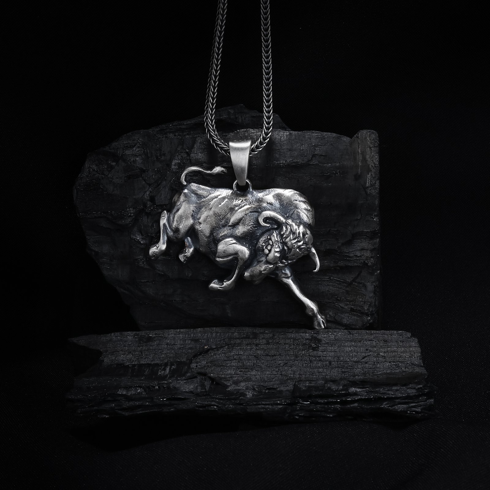Charging Bull Silver Necklace