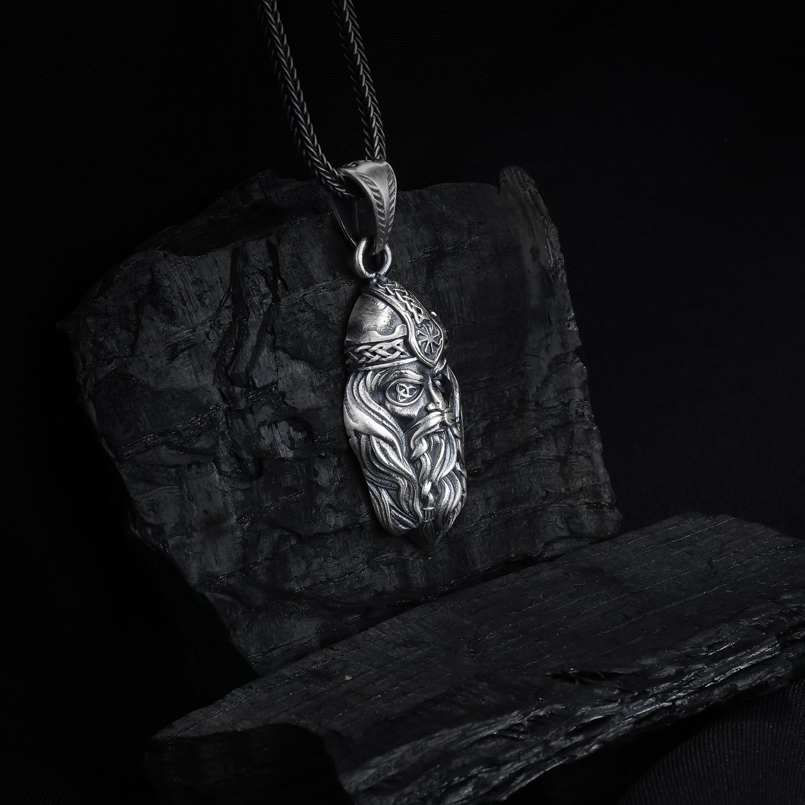 Viking Odin Head Sterling Silver Necklace - Image 6
