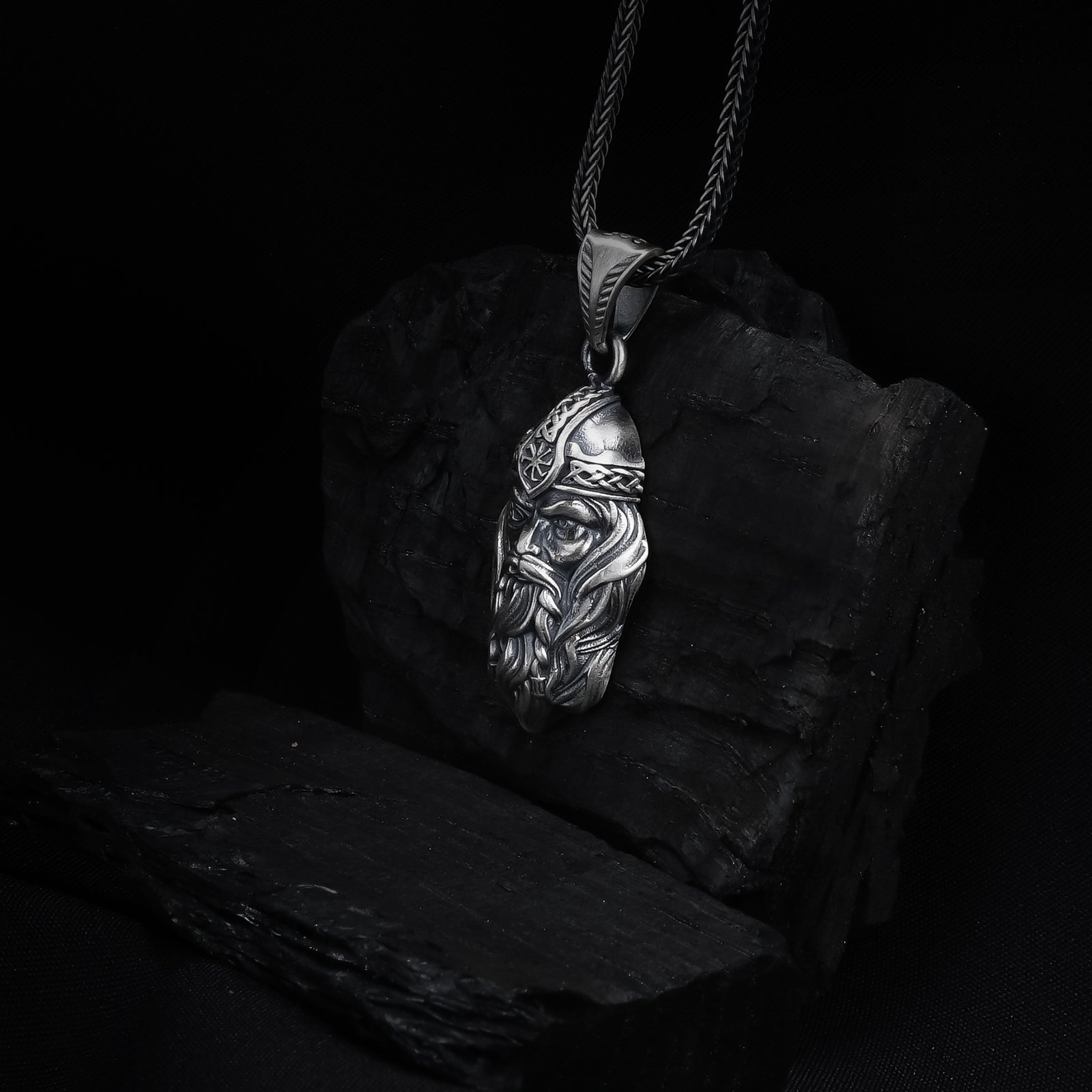 Viking Odin Head Sterling Silver Necklace - Image 7