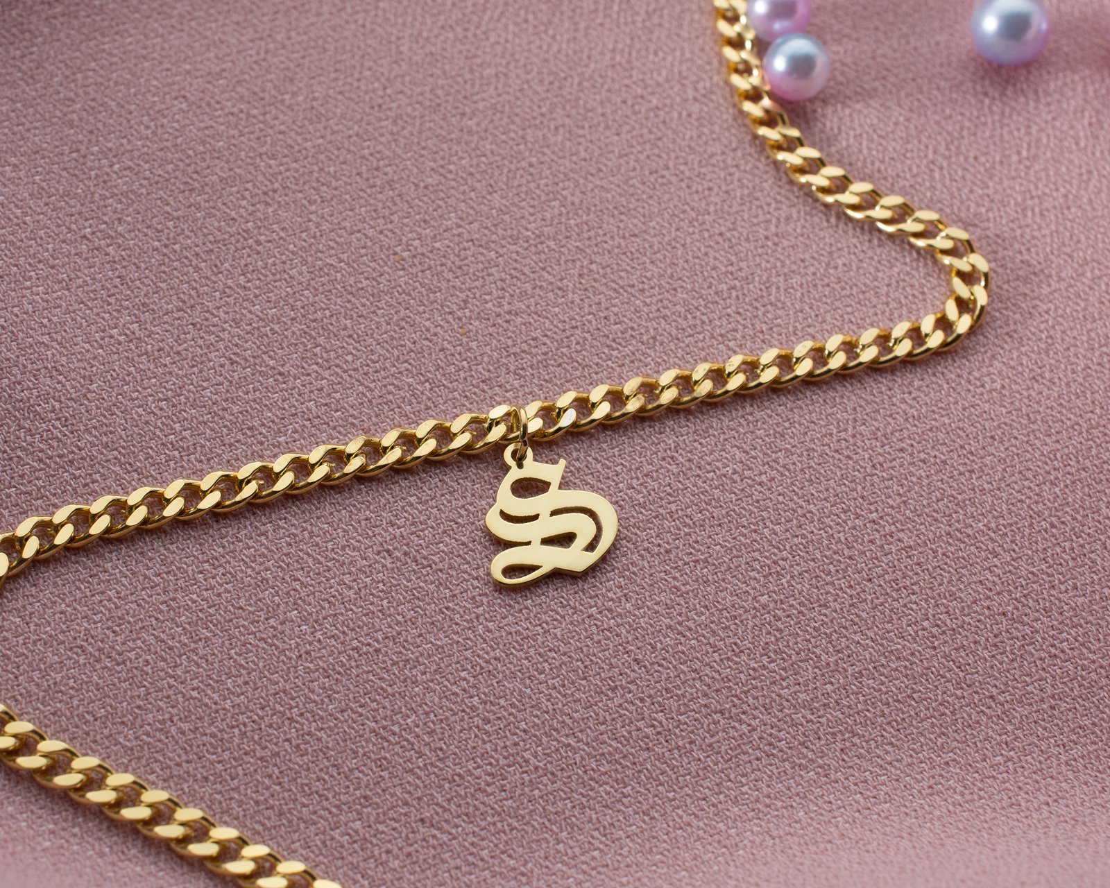 Gold-Plated Initial Anklet with Letter Charm - Image 8
