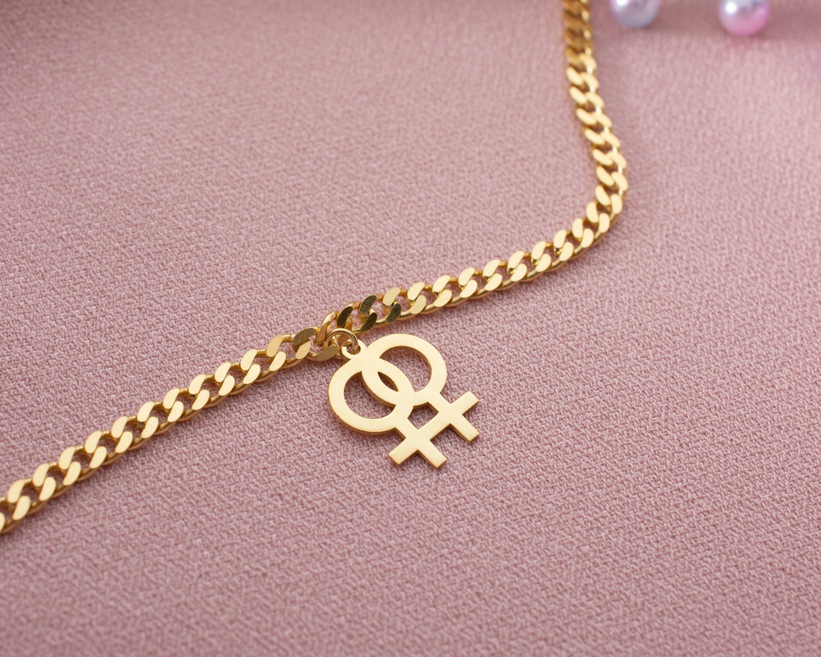 Gold-Plated Double Female Symbol Anklet - Image 10