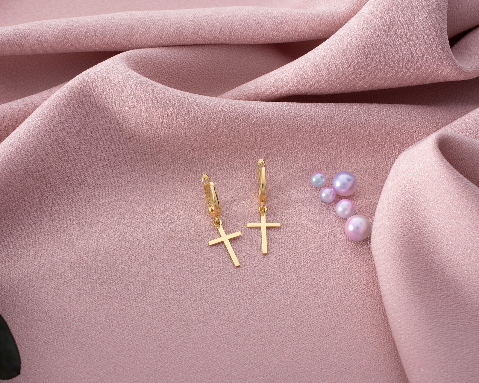 Gold Cross Dangle Earrings - Image 6