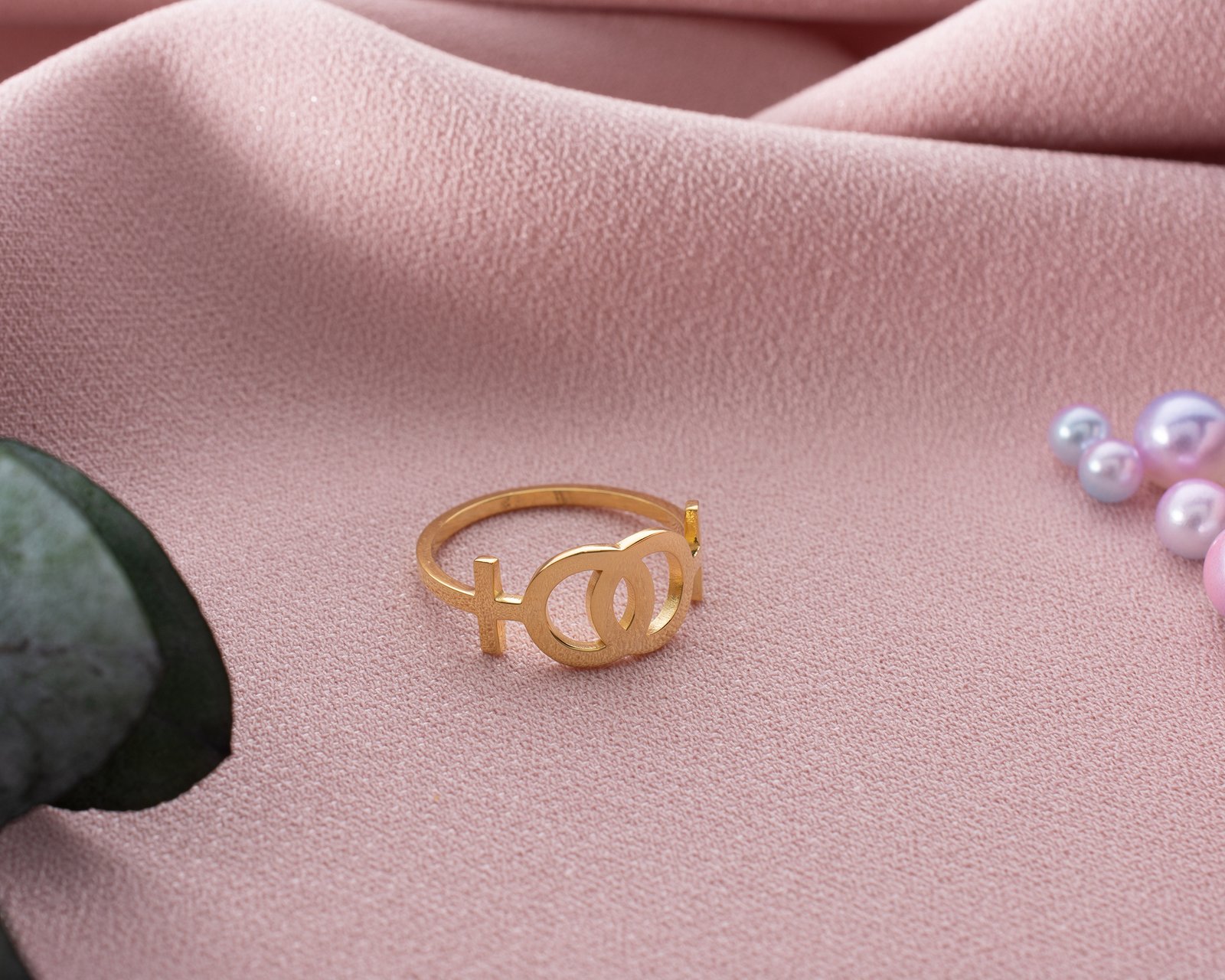 Gold-Plated Interlocking Gender Symbols Ring - Image 9