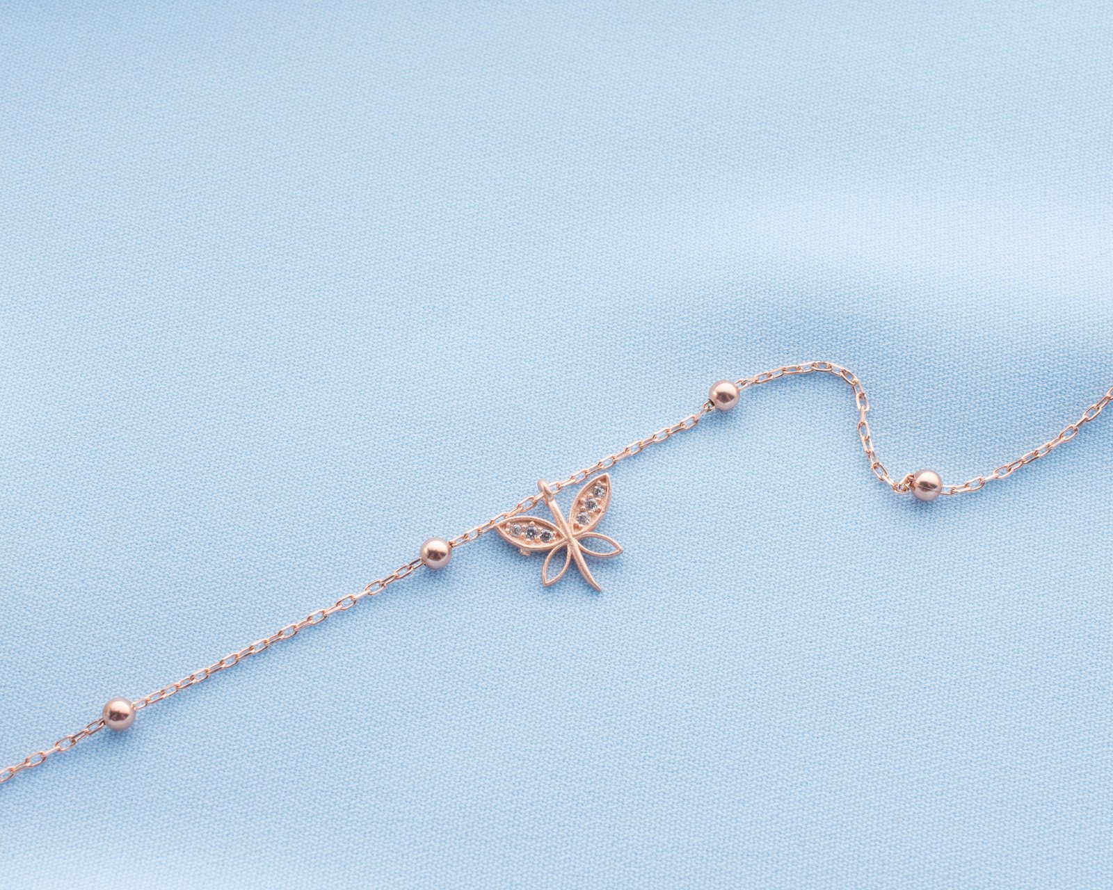 Rose Gold-Plated Butterfly Anklet - Image 9