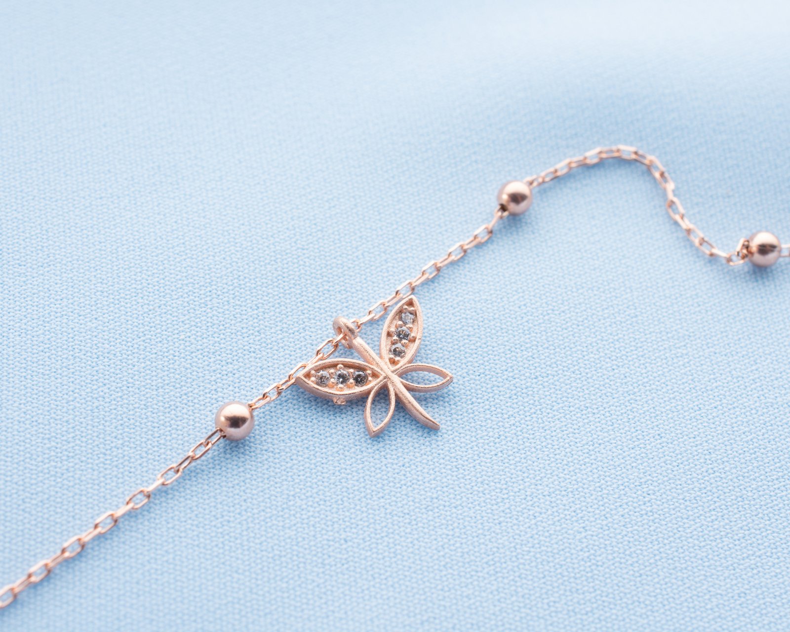 Rose Gold-Plated Butterfly Anklet - Image 10