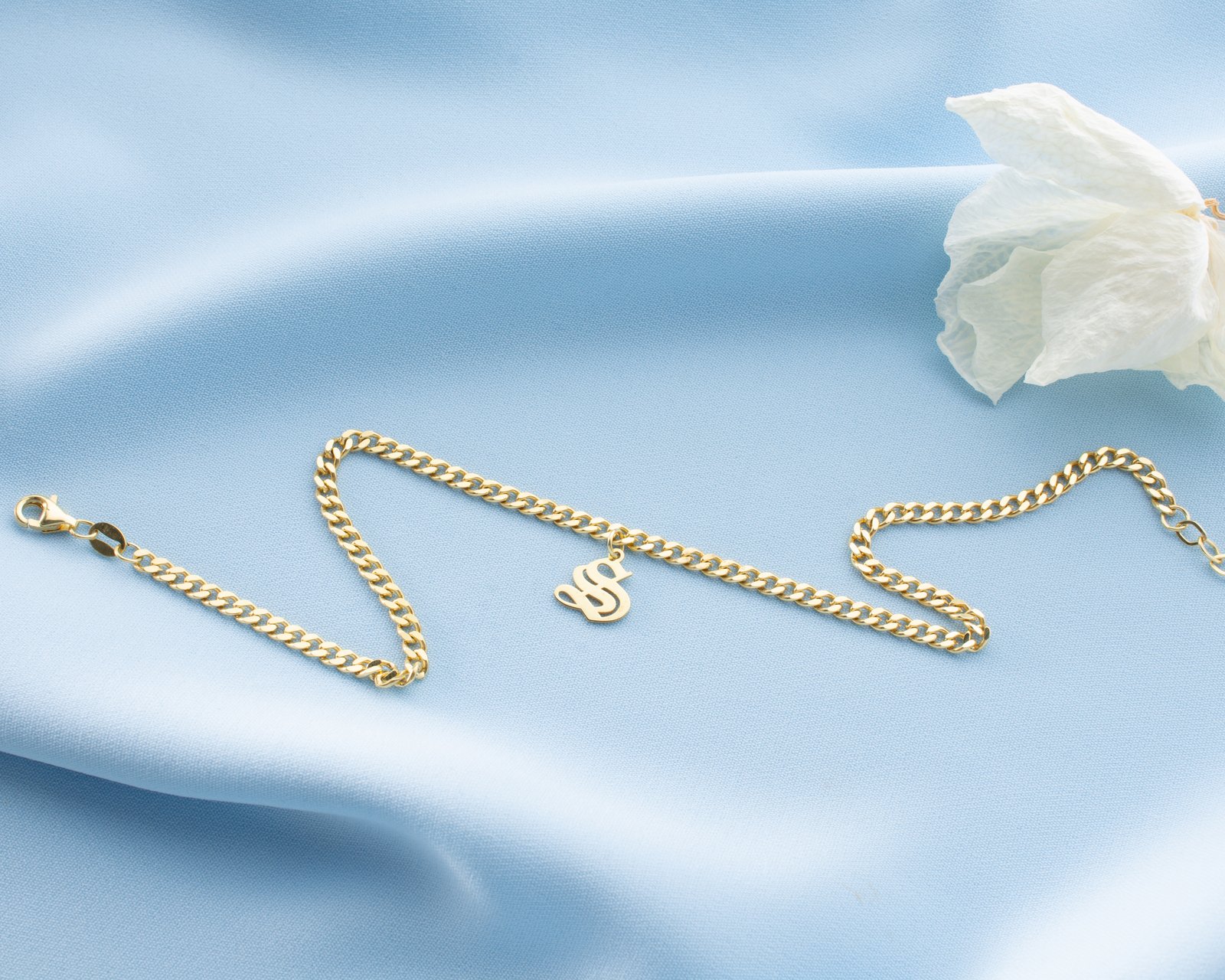 Gold-Plated Initial Anklet with Letter Charm - Image 9