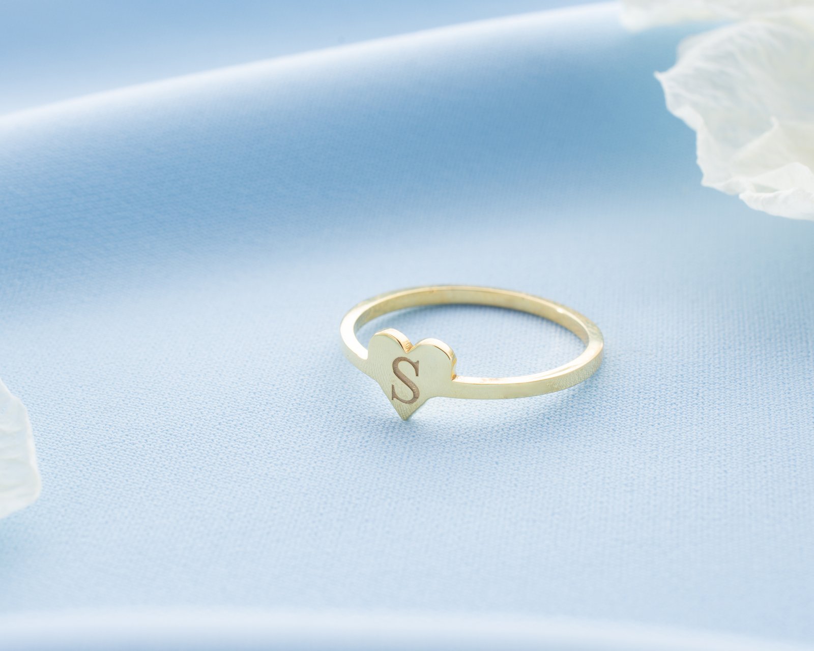 Gold-Plated Heart Initial Ring | Romantic Personalized - Image 9