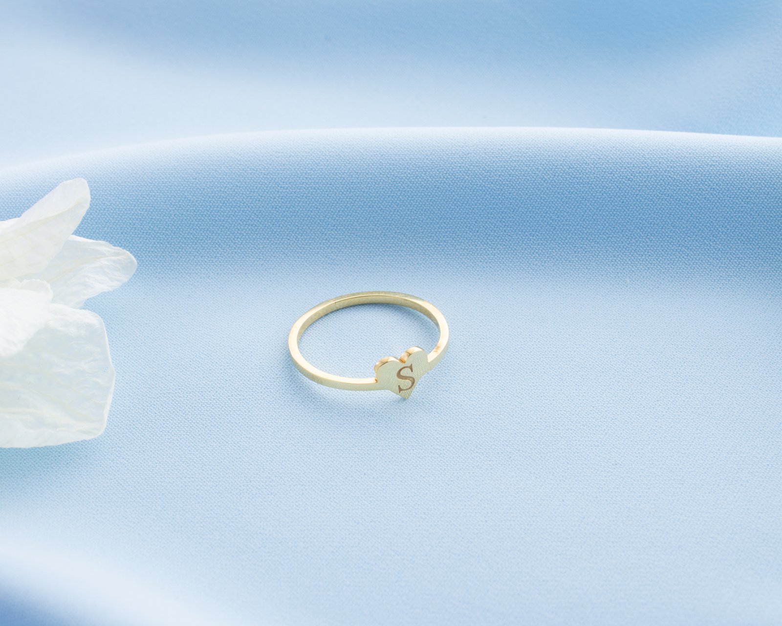 Gold-Plated Heart Initial Ring | Romantic Personalized - Image 10