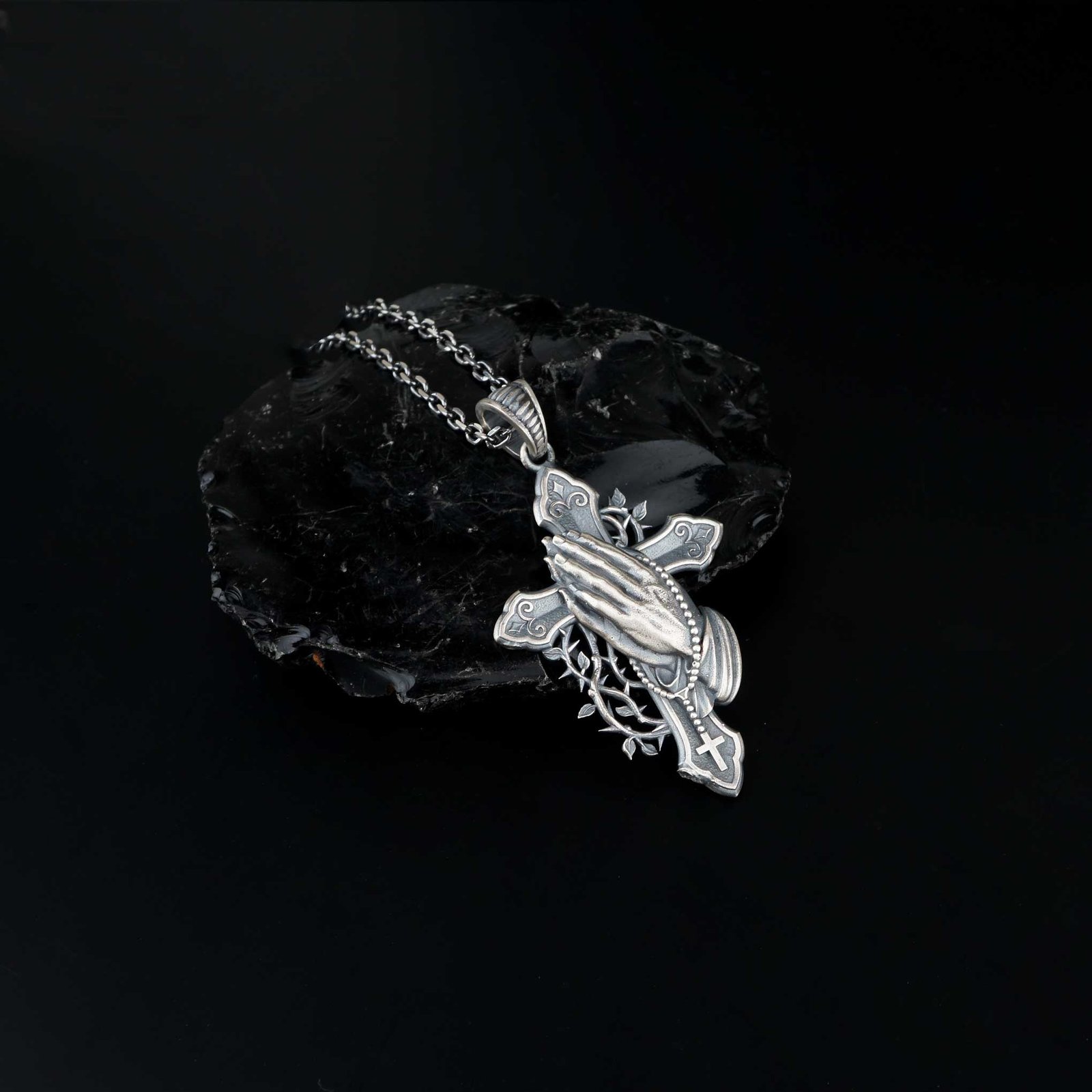 Praying Hands Cross Necklace - Image 3