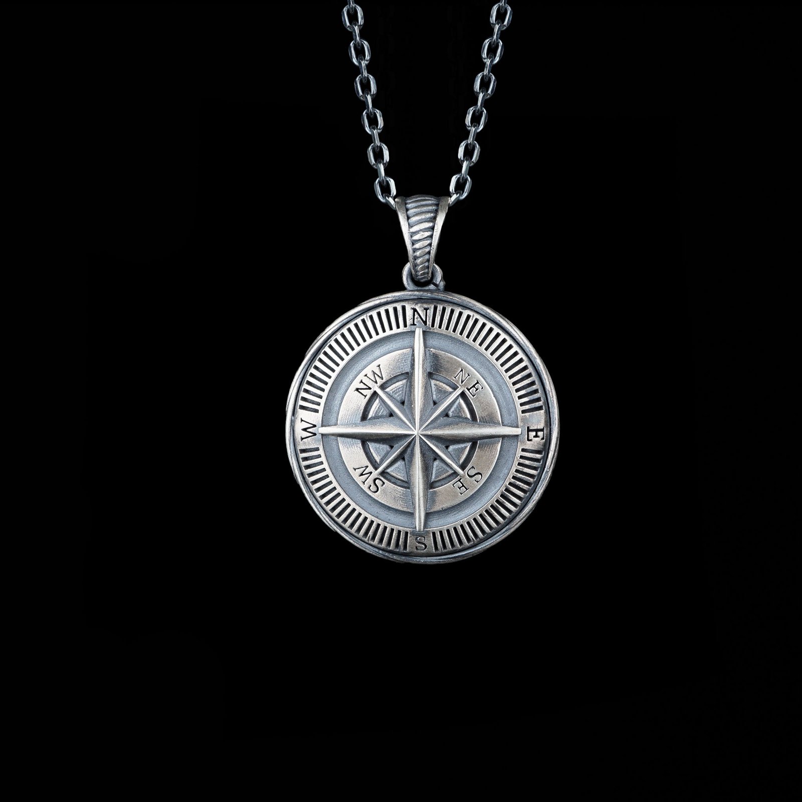 Compass Wind Rose Sterling Silver Necklace - Image 8