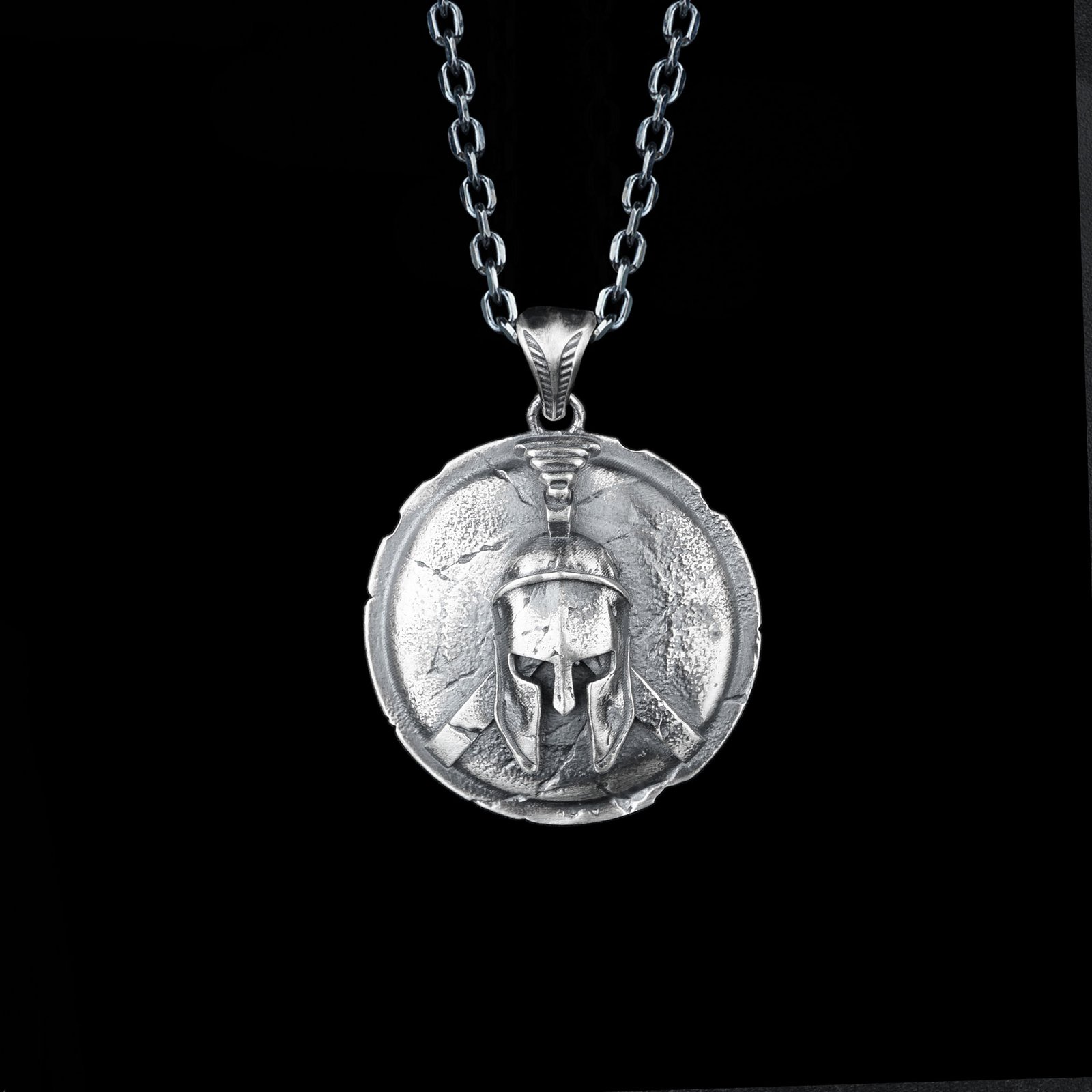 Spartan Warrior Round Sterling Silver Necklace - Image 5