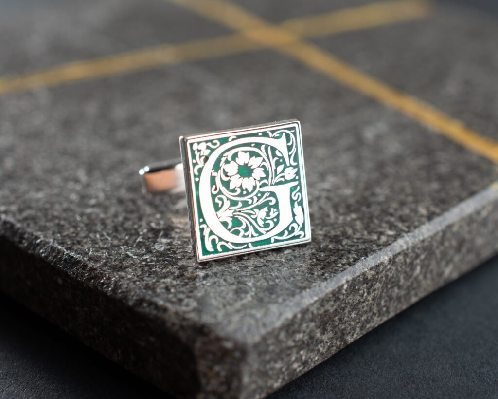 Men's ornate letter cufflinks