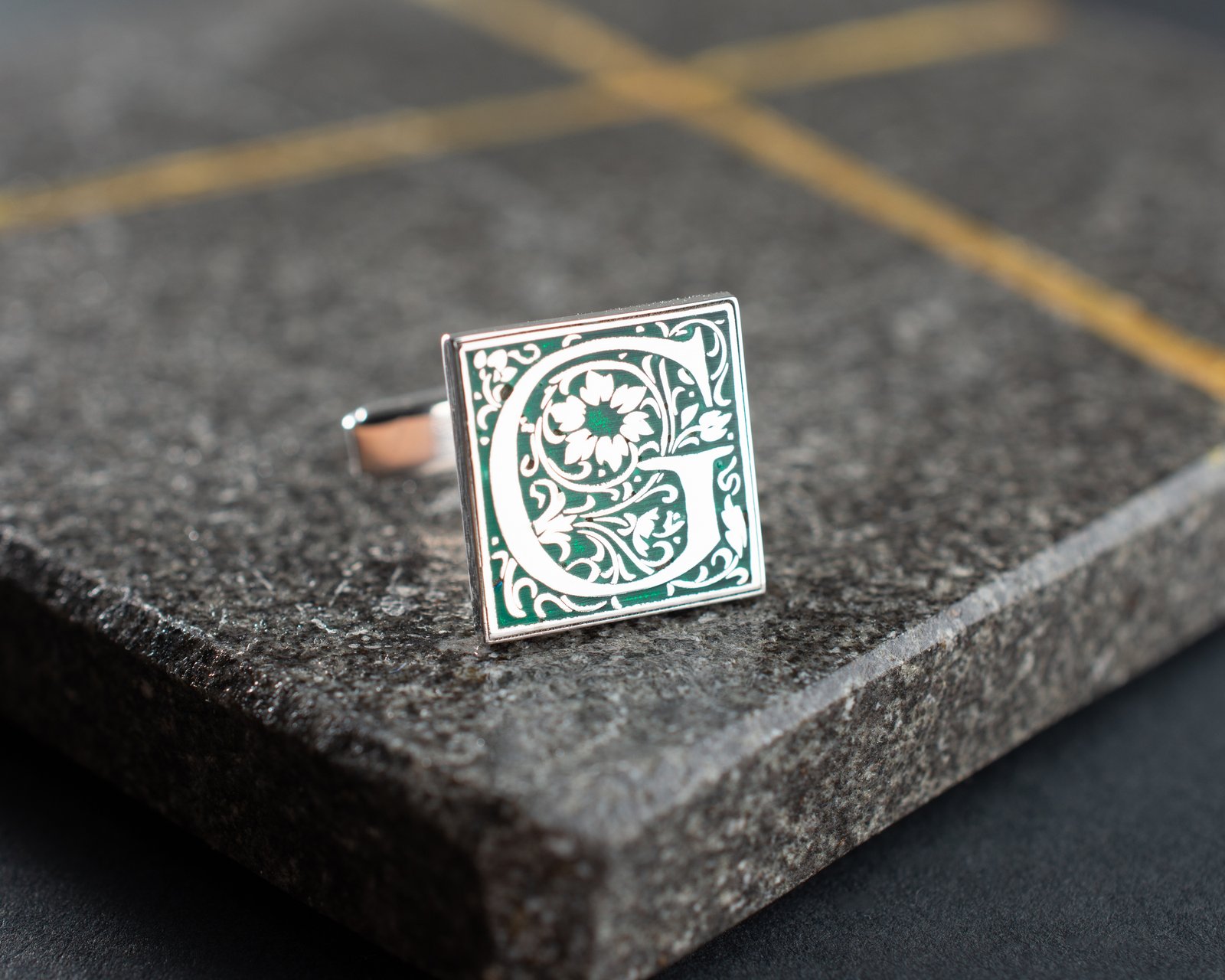 Men's ornate letter cufflinks