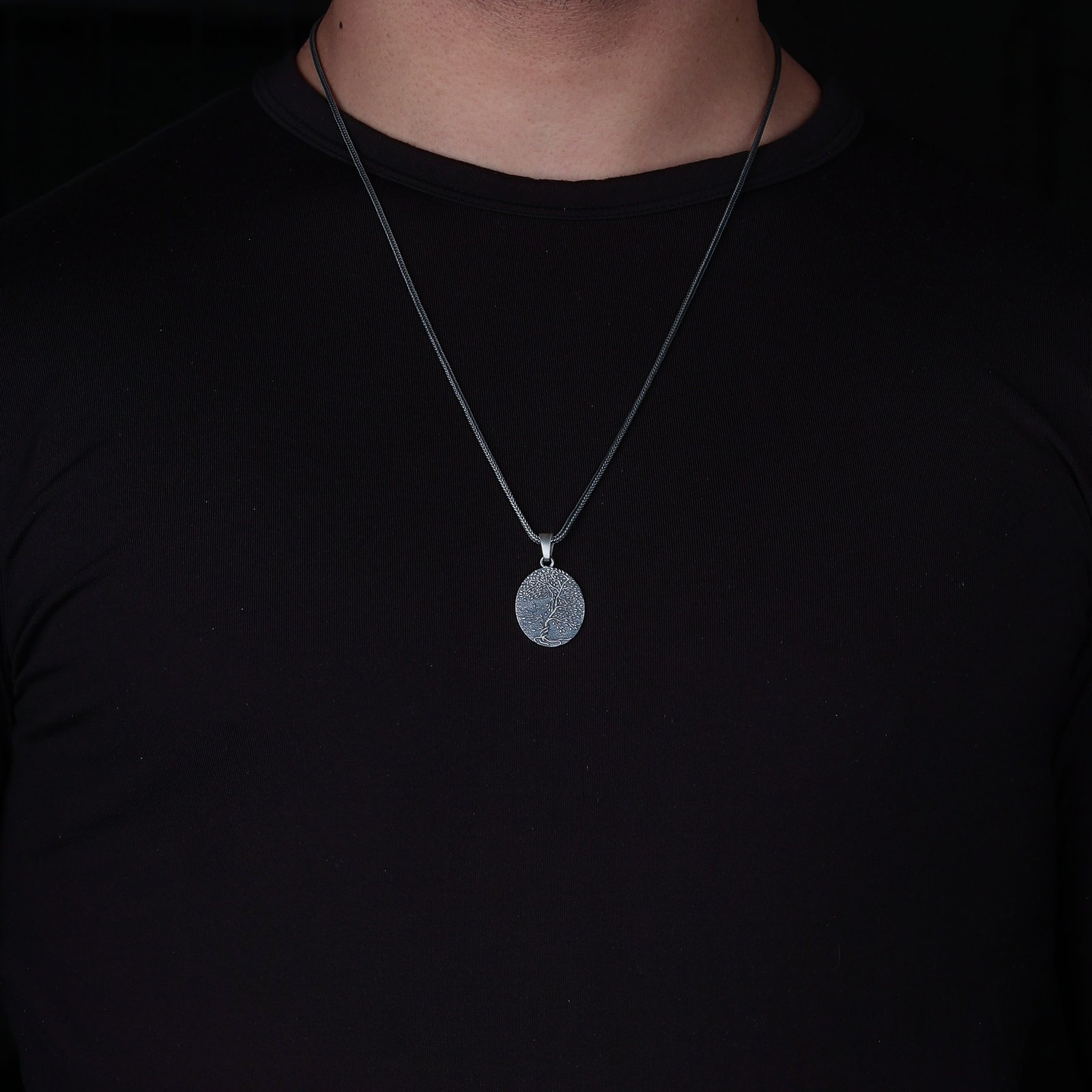 Tree of Life Men's Necklace Balance Symbol Pendant Antique Silver - Image 2